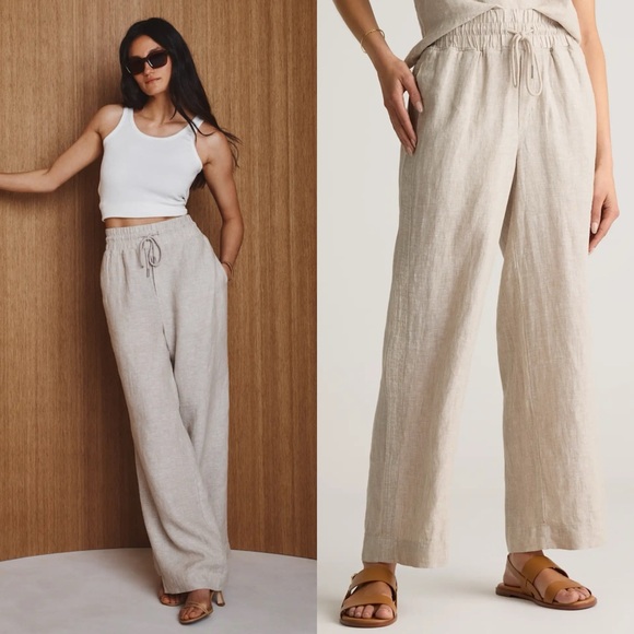 Quince 100% European Linen Wide Leg Pants Flax - Picture 1 of 7